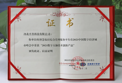 喜報 平普科技成功入選2021年數(shù)字大腦技術創(chuàng)新產品優(yōu)秀案例